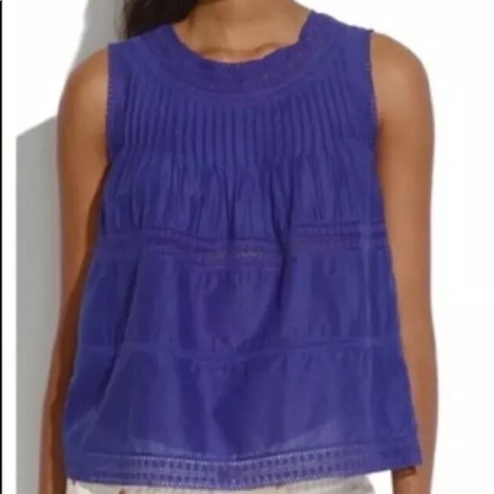 Madewell Mememto Crochet Lace Pintuck Tank Top